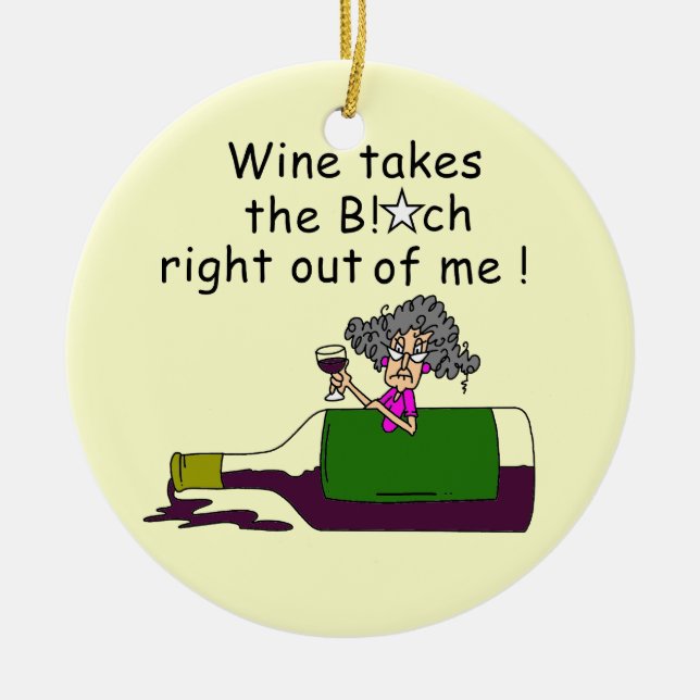 Wine Mellows Me Ceramic Ornament (Front)