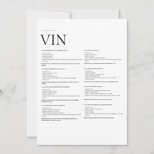 Wine Menu Paper Sign – Elegant Physical Display  Invitation (Front)