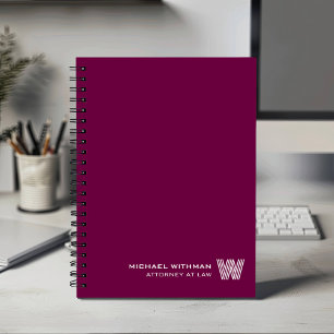 WINE Minimal Monogram Initial CORPORATE BUSINESS Notebook