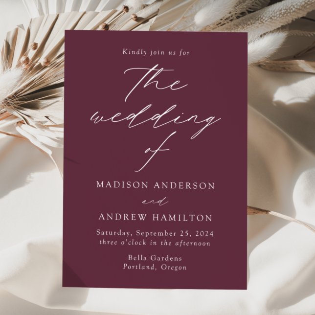 Wine Modern Elegance Wedding Invitation (Creator Uploaded)