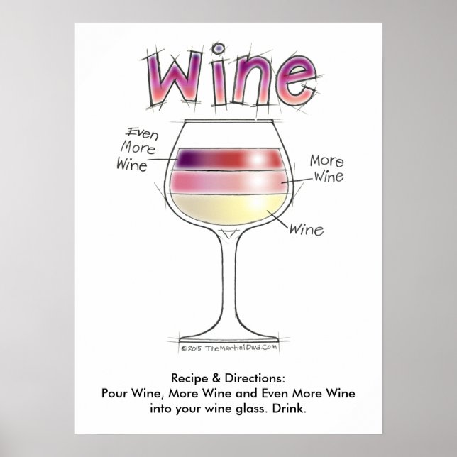 WINE, MORE WINE, EVEN MORE WINE 18"x24" Poster (Front)