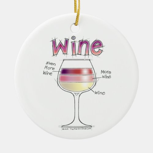 WINE MORE WINE EVEN MORE WINE CERAMIC ORNAMENT