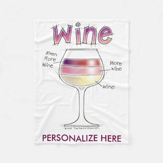 WINE, MORE WINE, EVEN MORE WINE FLEECE BLANKET (Front)