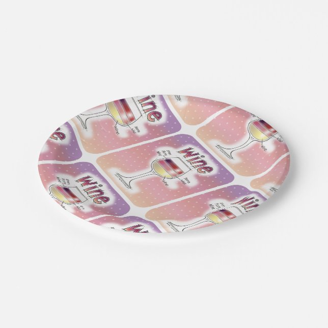 WINE, MORE WINE, EVEN MORE WINE PAPER PLATES (Angled)