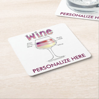 WINE, MORE WINE, EVEN MORE WINE SQUARE PAPER COASTER