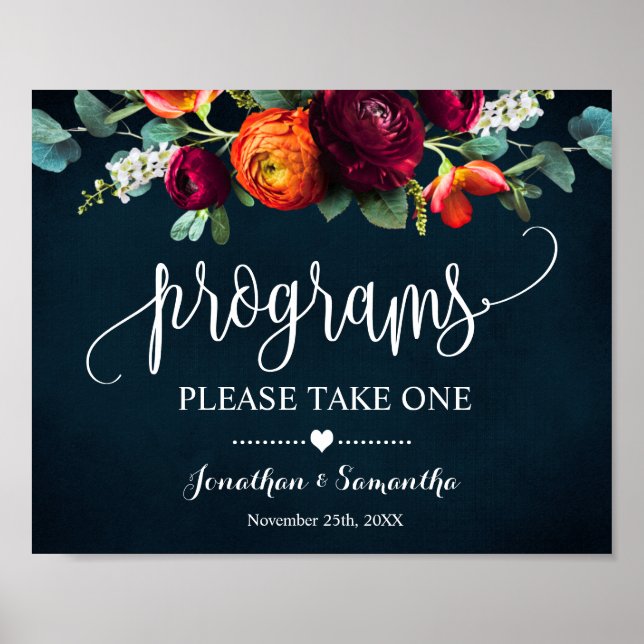 Wine Navy Programs Wedding Ceremony Sign (Front)