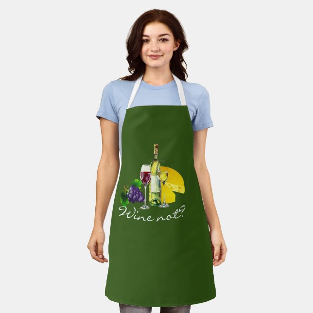 "Wine Not" Sassy Wine Pun Apron - Custom Clever (Worn)