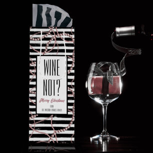 Wine Not Vintage Stripes with Pearls and Chains Wine Gift Bag