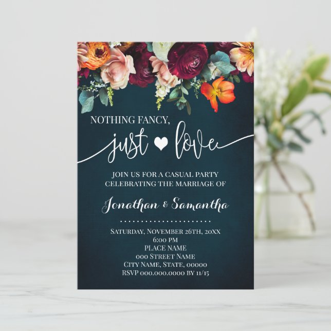 Wine Nothing Fancy Just Love Elopement Invitation (Standing Front)