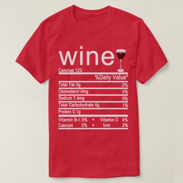 wine Nutrition Facts label T-Shirt (Design Front)