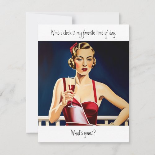 Wine O Clock funny quote Note Card
