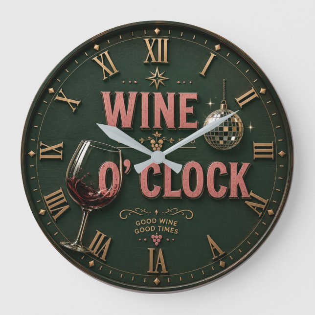 Wine O'Clock  Elegant Home Bar  Large Clock (Front)