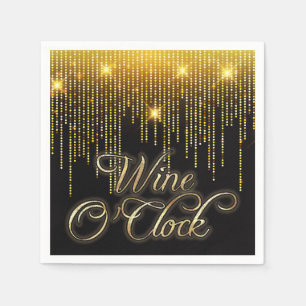 Wine O'Clock Gold Glitz Napkins