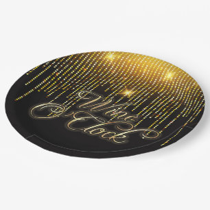 Wine O'Clock Gold Glitz Paper Plates