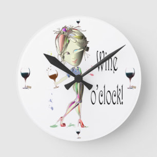 Wine o'clock humorous Wine art Gifts Round Clock