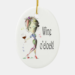 Wine o'clock! Humorous Wine saying gifts Ceramic Ornament