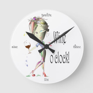 Wine o'clock! Humorous Wine saying gifts Round Clock