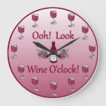 Wine O'Clock!  It is always time for Wine! Large Clock