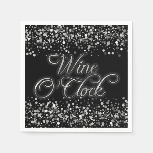 Wine OClock Silver Sparkle Napkins