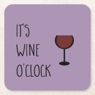 Wine O'Clock Square Paper Coaster