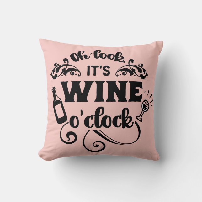 WINE O'CLOCK THROW PILLOW (Front)
