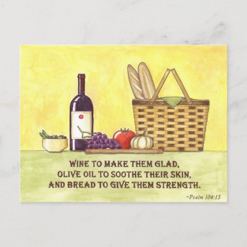 Wine Oil  Bread Inspirational Postcard