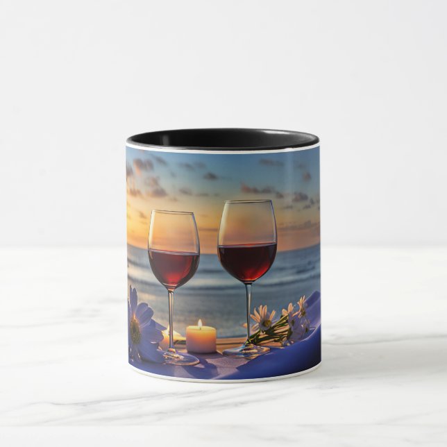 Wine on the Beach Coastal Sea Mug (Center)