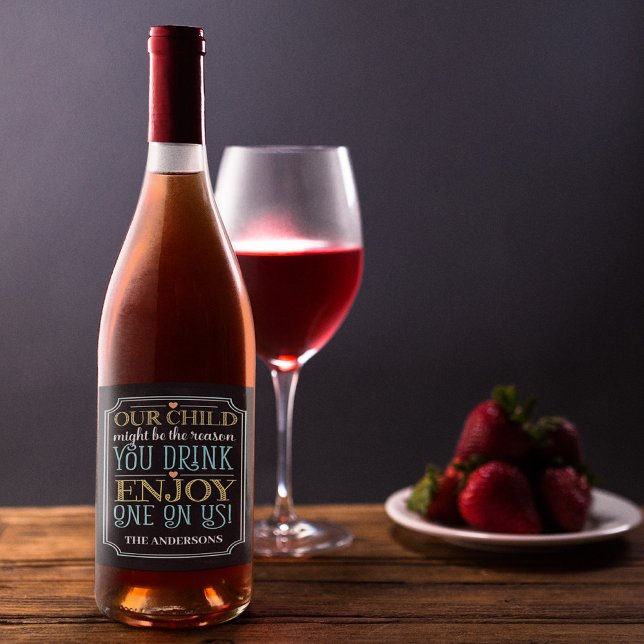 Wine On Us Children Saying Family Name Custom Wine Label (Creator Uploaded)