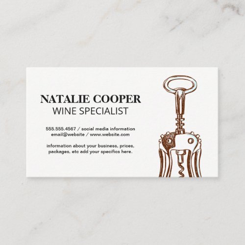 Wine Opener Icon Business Card
