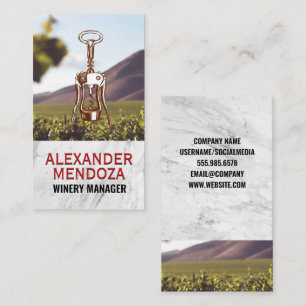 Wine Opener White Marble Vineyard Business Card
