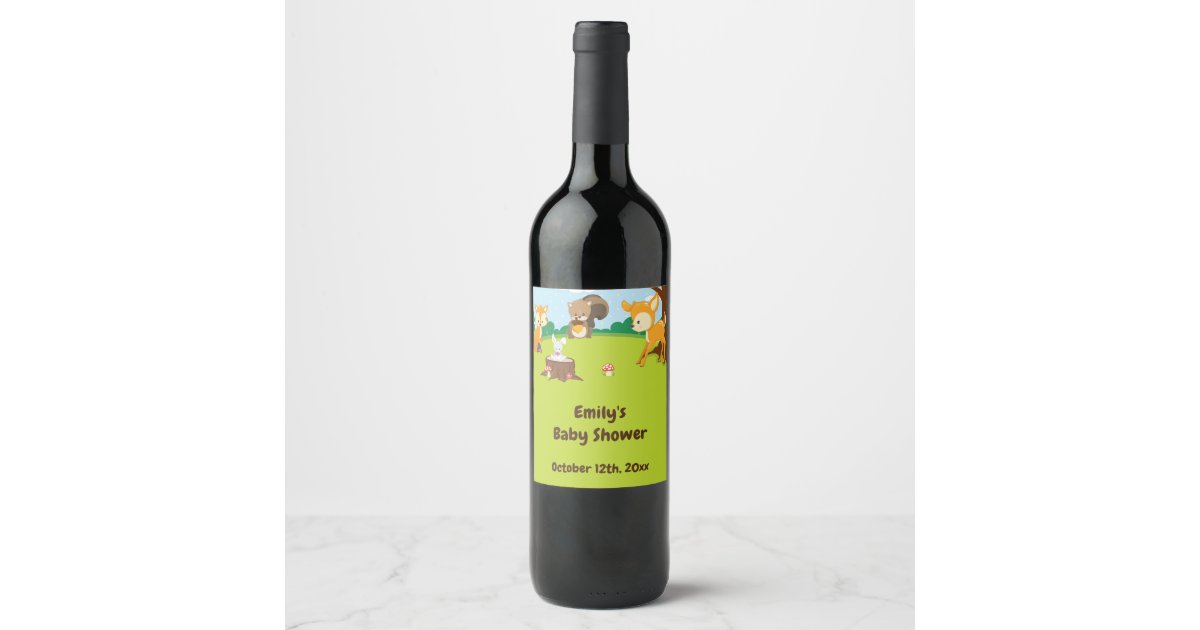 Wine Or Champagne Bottle Label Forest Animals Zazzle Com