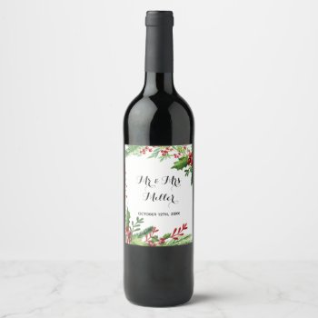 Wine Or Sparkling Wine Bottle Label Botanical Wedd by pinkthecatdesign at Zazzle