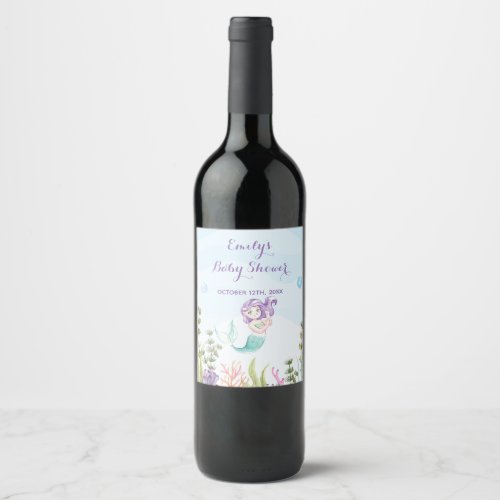 Wine or Sparkling Wine bottle label mermaid under 