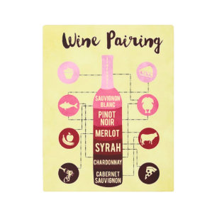 Wine Pairing Guide Food and Wine Fun Metal Print