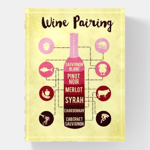 Wine Pairing Guide Food and Wine Fun Paperweight