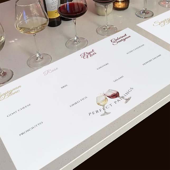 Wine Pairings Food Tasting Party Custom Placemat (Creator Uploaded)