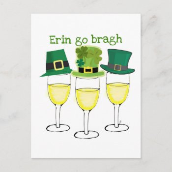 Wine Party Erin Go Bragh Saint Patricks Day Invitation Postcard by CreativeContribution at Zazzle