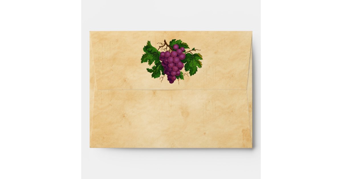 Grapes Greek Island 5x7 Wedding Invitation Envelope, Zazzle