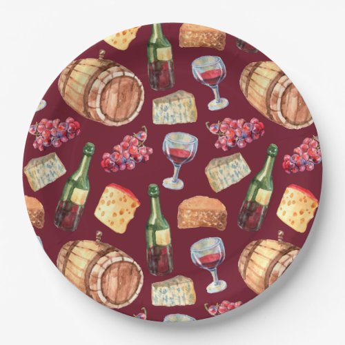 Wine Pattern Paper Plates