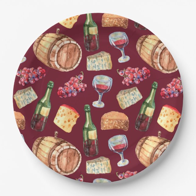Wine Pattern Paper Plates (Front)