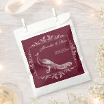 Wine Peacock Flourish Wedding Favor Bag<br><div class="desc">Pass out wedding favors for your guests with a set of Wine Peacock Flourish Wedding Favor Bag.  Bag design features an elegant peacock adorned with flourishes. Personalize with the groom and bride's names along with the wedding date. Additional wedding stationery available with this design as well.</div>