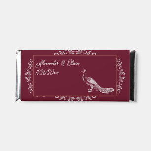 Wine Peacock Flourish Wedding Hershey Bar Favors
