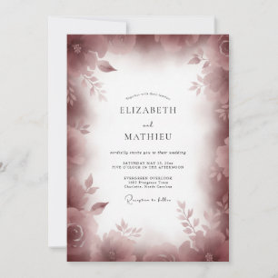 Wine Petal Wedding Invitation