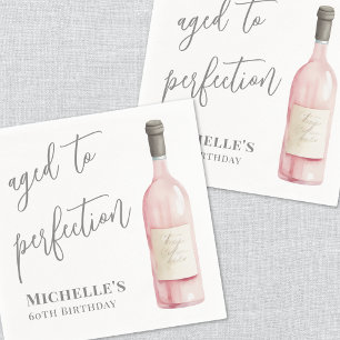Wine Pink Aged To Perfection Birthday Napkins