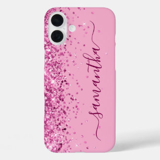 Wine Pink Glitter Girly Signature iPhone 16 Plus Case