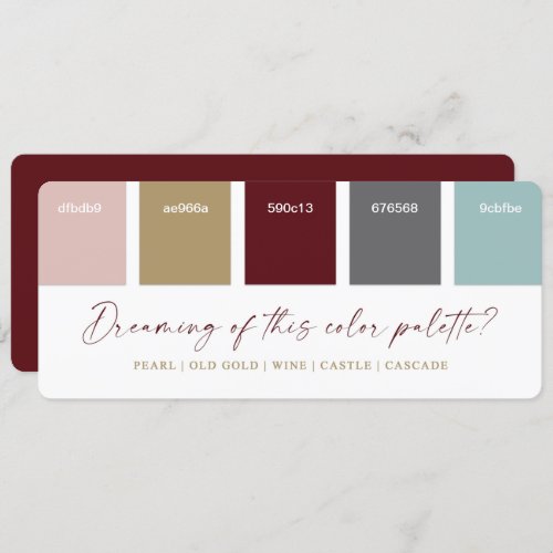 Wine Pink  Gold 2021 Wedding Color Palette Card