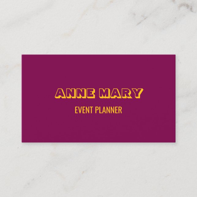 Wine Pink Red Orange Retro Modern Chic Girly Business Card (Front)