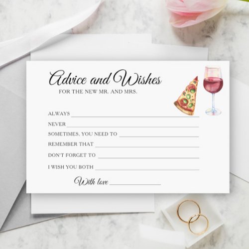 Wine & Pizza Bridal Shower Advice and Wishes