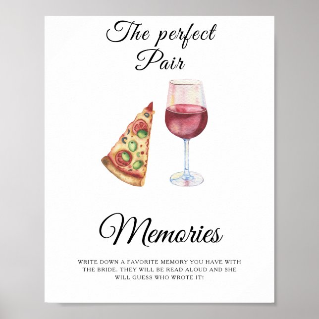 Wine Pizza Bridal Shower Memories with the bride Poster (Front)