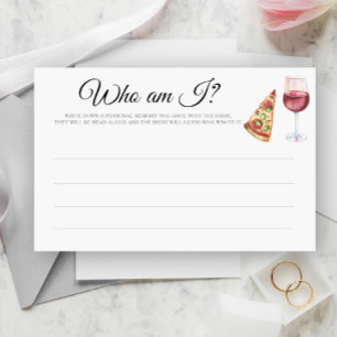 Wine & Pizza Bridal shower Who am I game Stationery